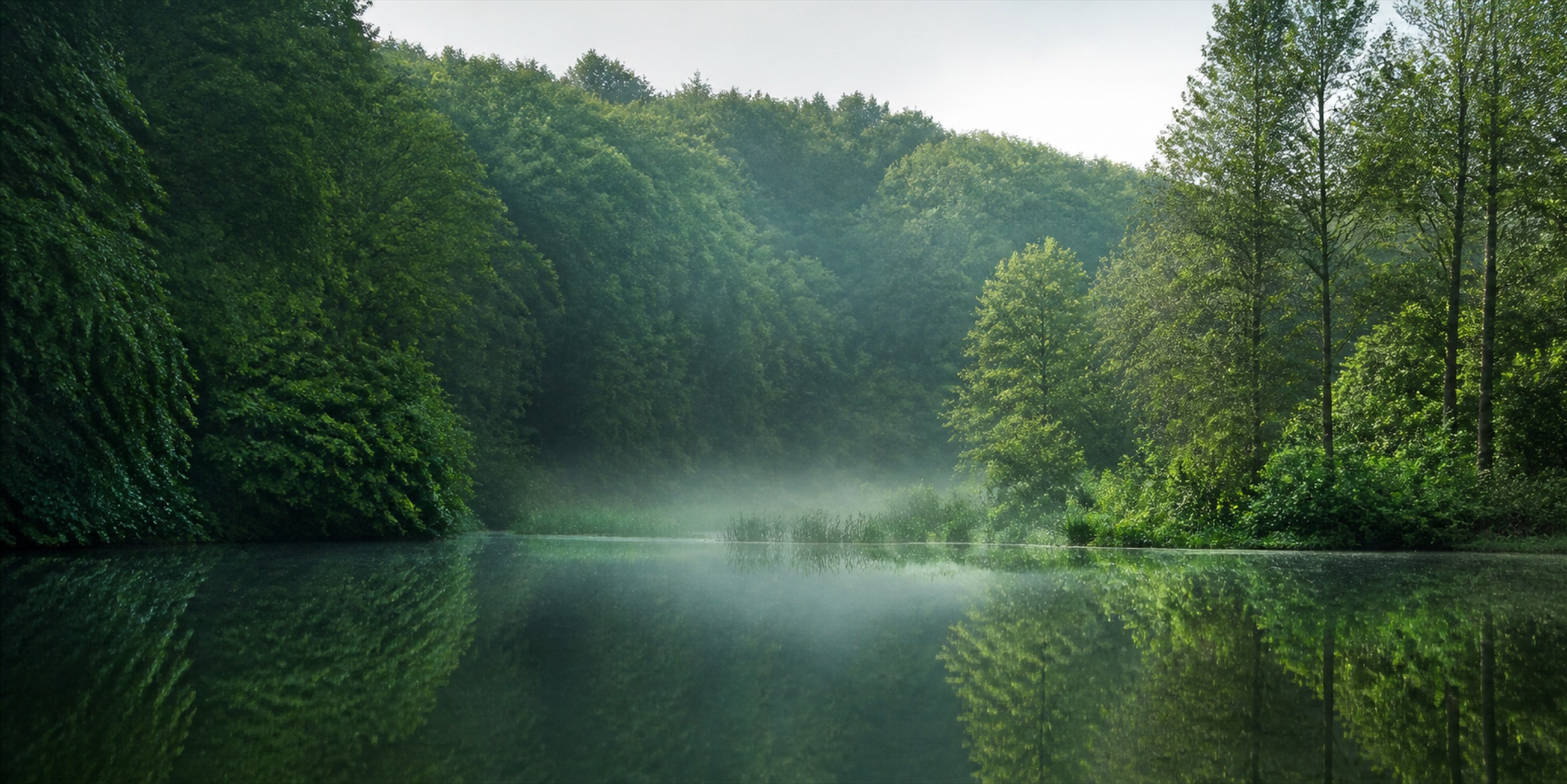 Ceață peste un lac de munte
